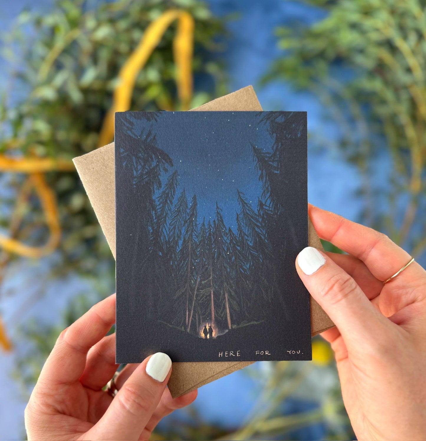 Here for you (Bonfire in the Forest Card) — Encouragement, Sympathy Card