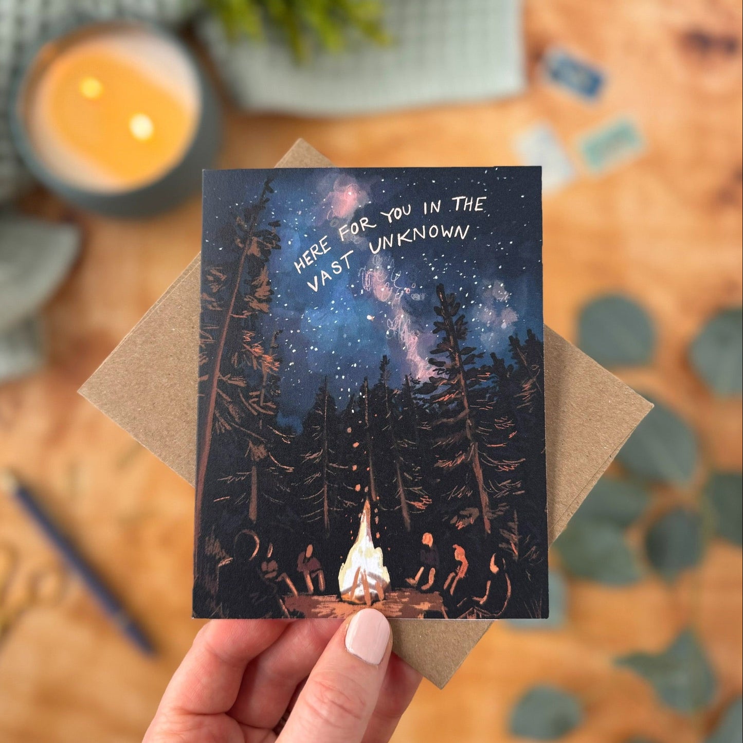 Here for You in the Vast Unknown Campfire — Sympathy, Encouragement, Everyday Card