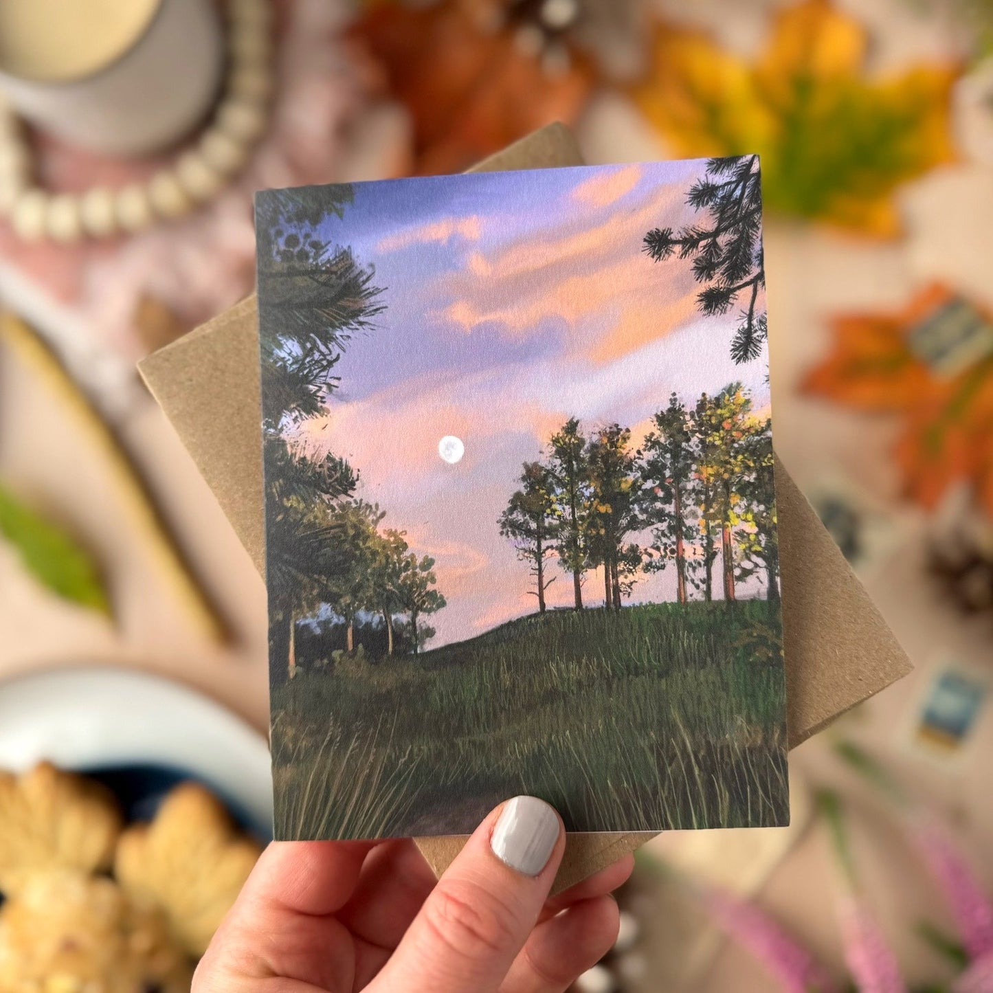 Moon through the Pines — Everyday, Birthday, Thank you Card