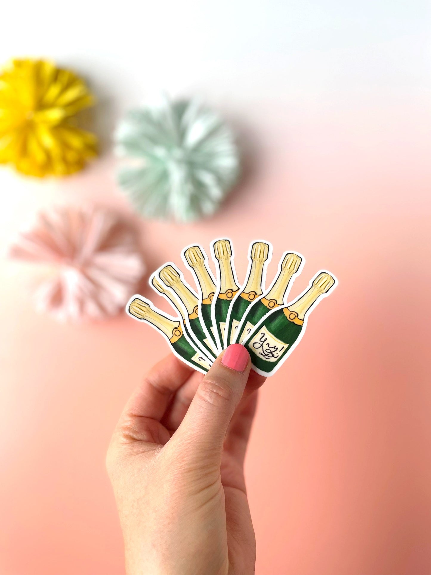 Yay Champagne Bottle Sticker