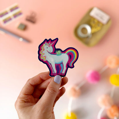 Magical Rainbow Unicorn and Snail Friend Sticker