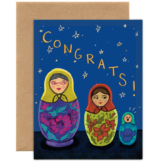 Congrats Nesting Dolls Card — Baby Card, Congrats Card