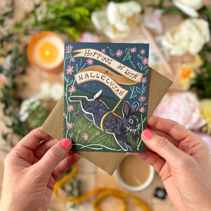 Hopping in with a Hallelujah - card by Tiny and Snail- in hand