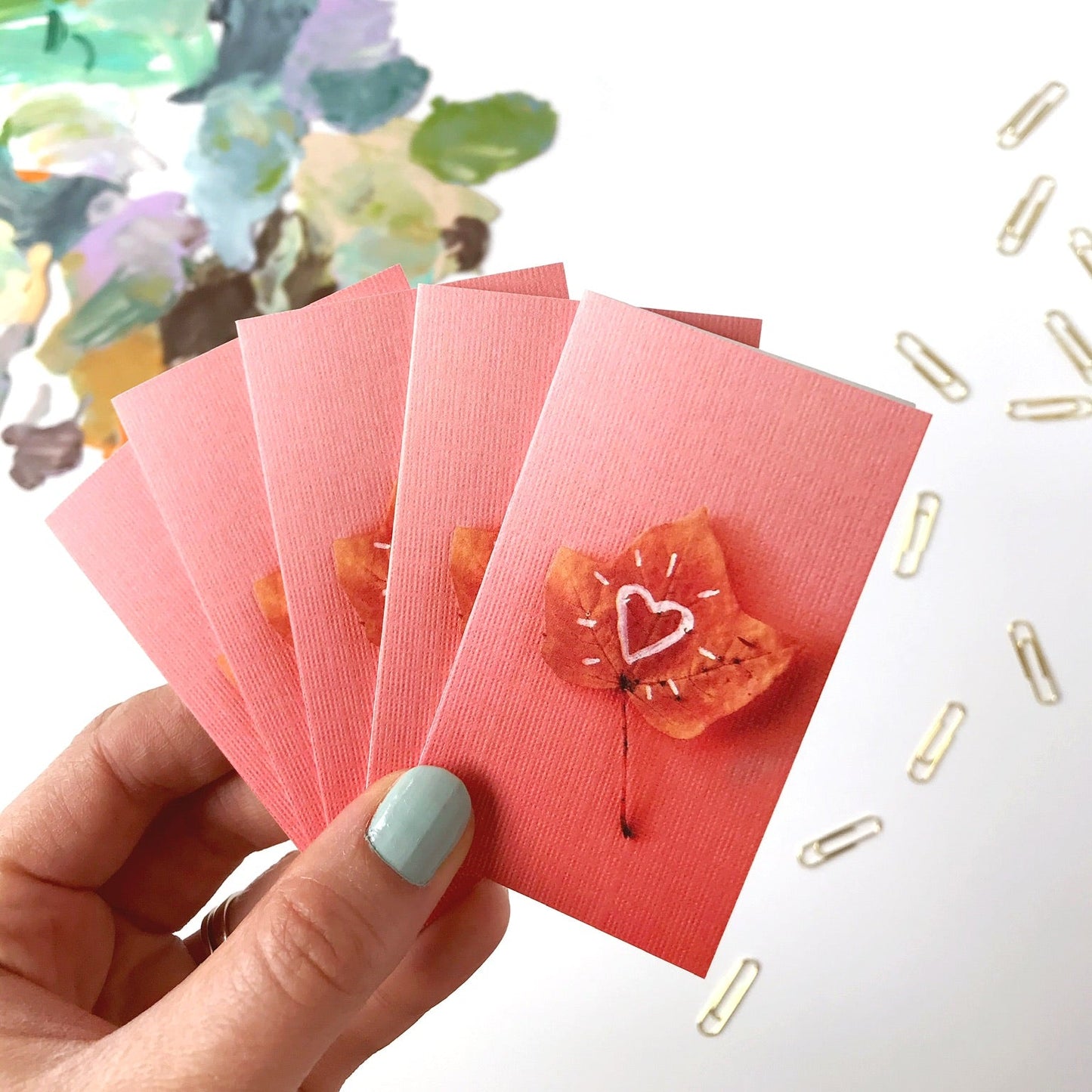 Little Leaf Heart Tiny Card