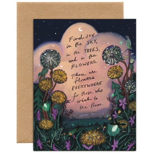 "Find Joy in the Sky" Henri Matisse Quote Card