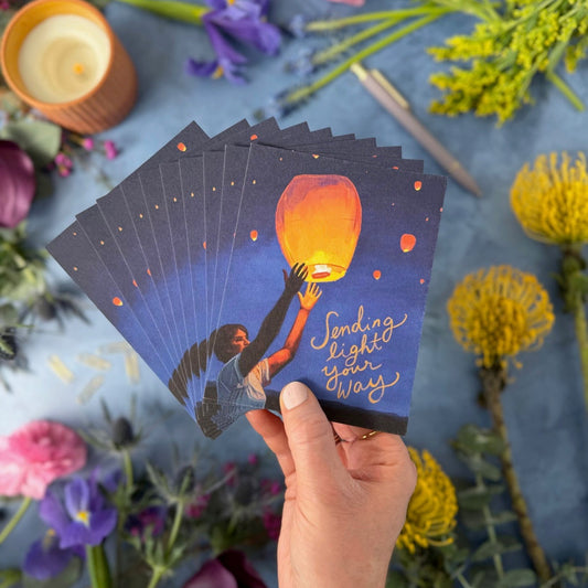 Set of 10 Sending Light Your Way (Floating Lantern Postcard) — Everyday Postcard