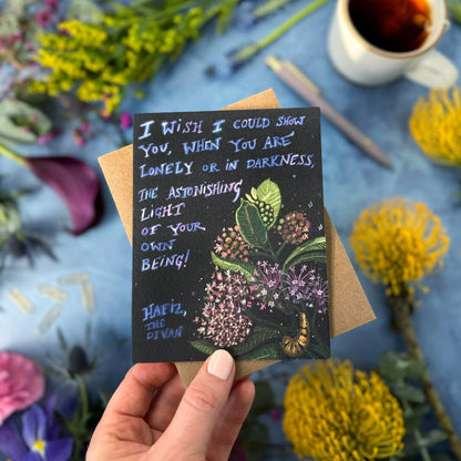 Astonishing Light of Your Own Being Hafiz Quote — Encouragement Card