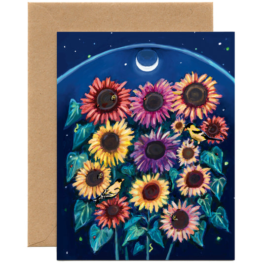 Moonlit Sunflowers — Everyday, Thank You, Birthday Card