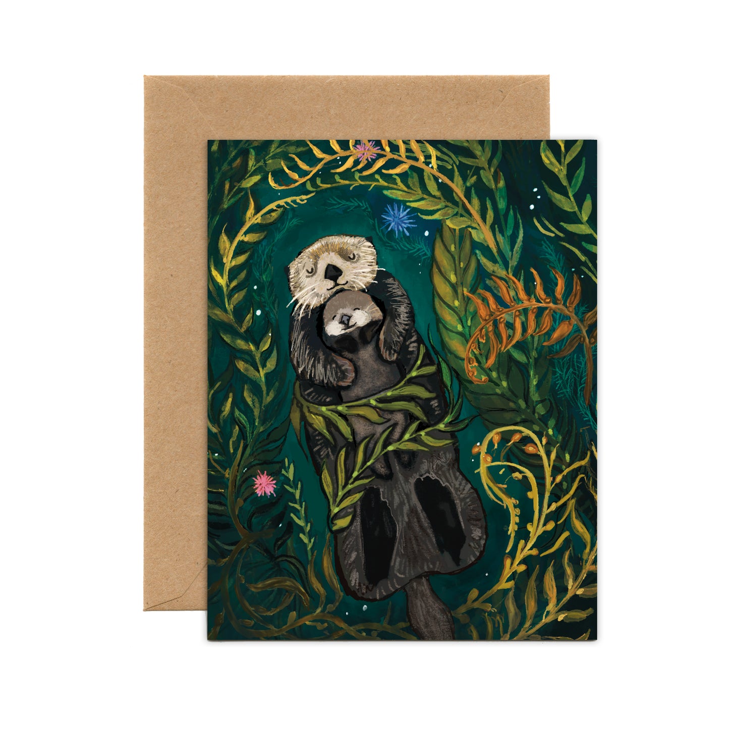 Sea Otter Mama and Baby Card