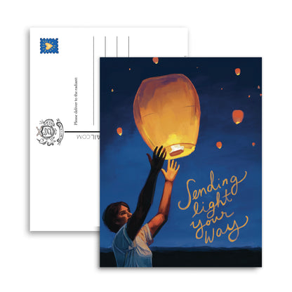 Set of 10 Sending Light Your Way (Floating Lantern Postcard) — Everyday Postcard