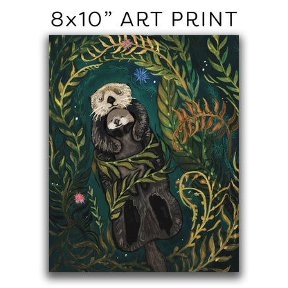 ART PRINT 8x10” — Sea Otter Mama and Baby