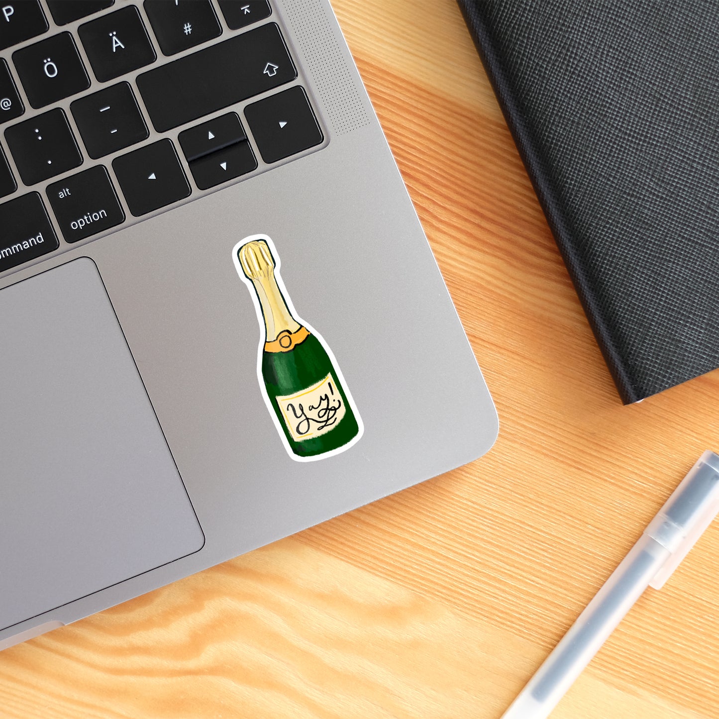 Yay Champagne Bottle Sticker