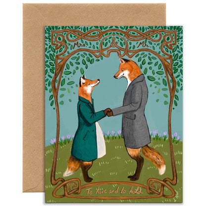 Fox Wedding (Single Card) A2 Card Tiny and Snail