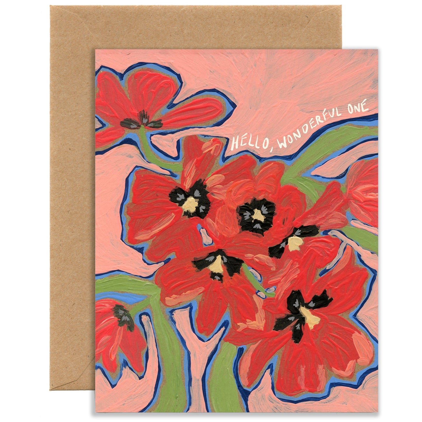 Hello, Wonderful One Tulip Bouquet A2 Card Tiny and Snail