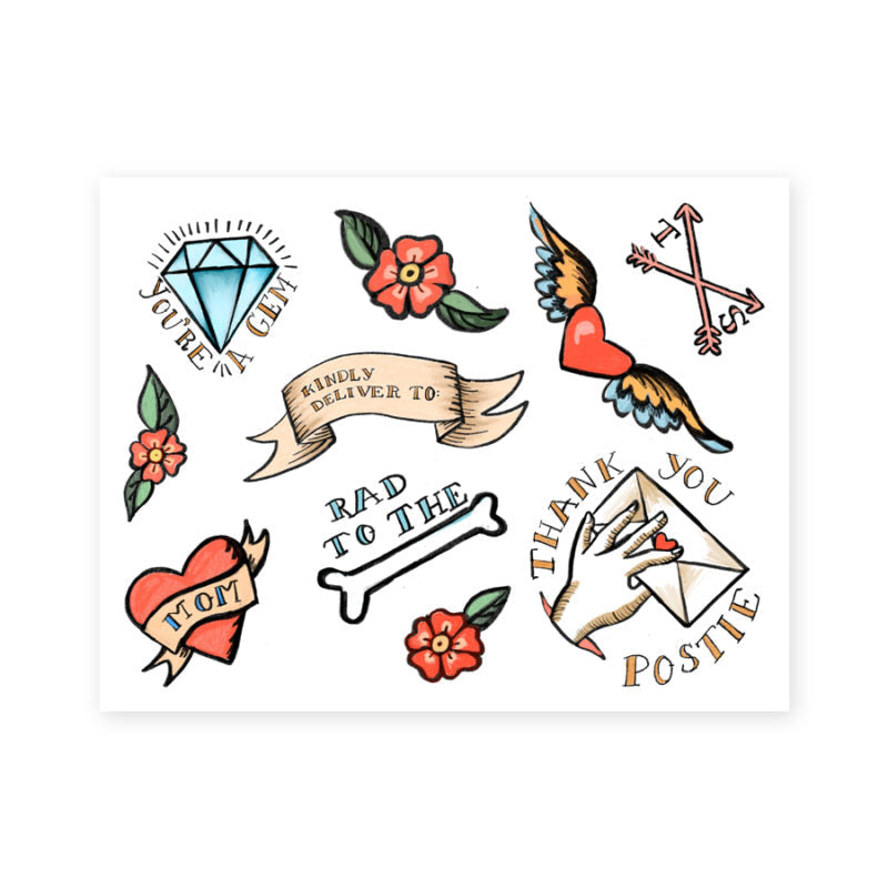 Tattoo Flash Sticker Sheet sticker Tiny and Snail