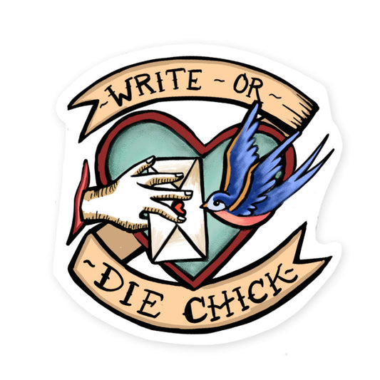 Write-Or-Die Chick Vinyl Sticker Sticker Tiny and Snail